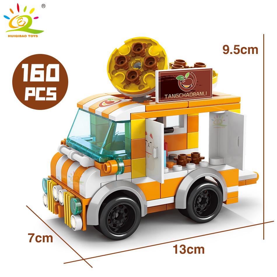 Креативная модель дома уличной еды, строительный блок MOC, розничный магазин с фигуркой, наборы кубиков для автомобилей с мороженым, игрушки для мальчиков для детей
