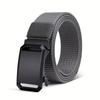 Men's Sleek Black Canvas Belt with Automatic Buckle - Perfect for Jeans, Outdoor Leisure & Sports Training