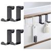 Z-Shaped Door Hook Set, Stainless Steel, 1.8cm/4cm Hooks, Hanger, Door Hanger for Clothes, Hats, and Towels (4, Pure Black)