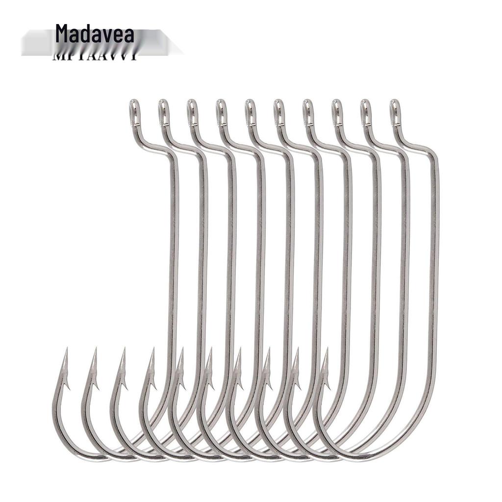 Рыболовный крючок из углеродистой стали с узким цевьем и длинной ручкой для мягких приманок - Идеален для жереха, змееголова, окуня, скумбрии и морской рыбалки.