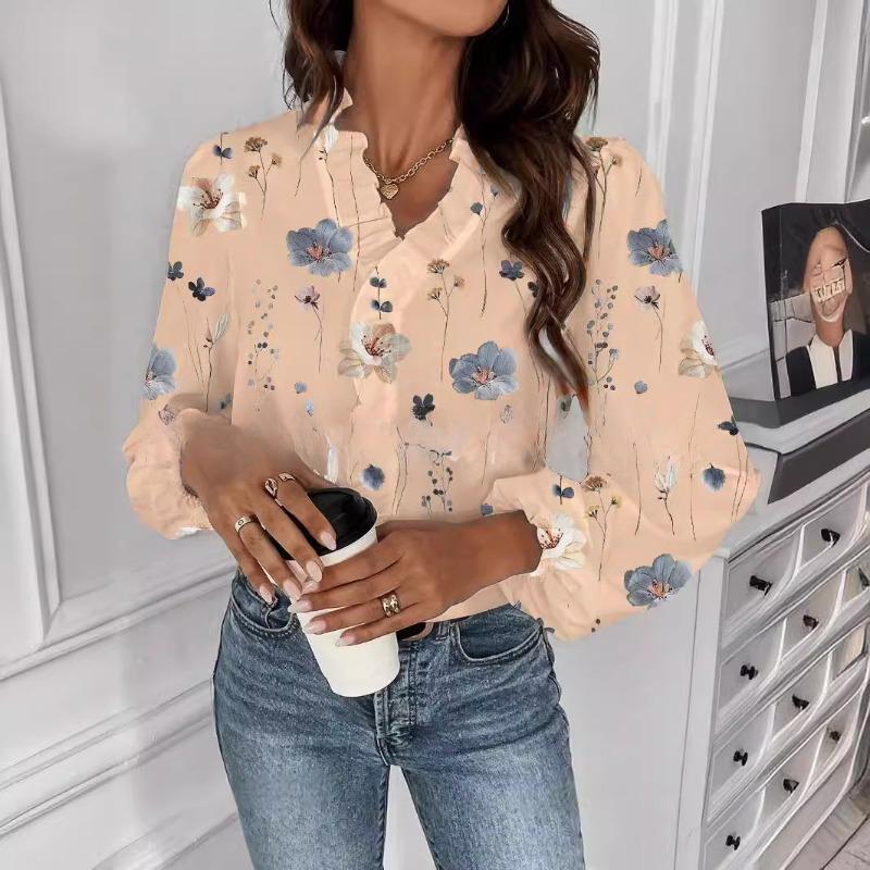 Spring Autumn Lotus Leaf Edge Shirt Women's Long Sleeve Shirt