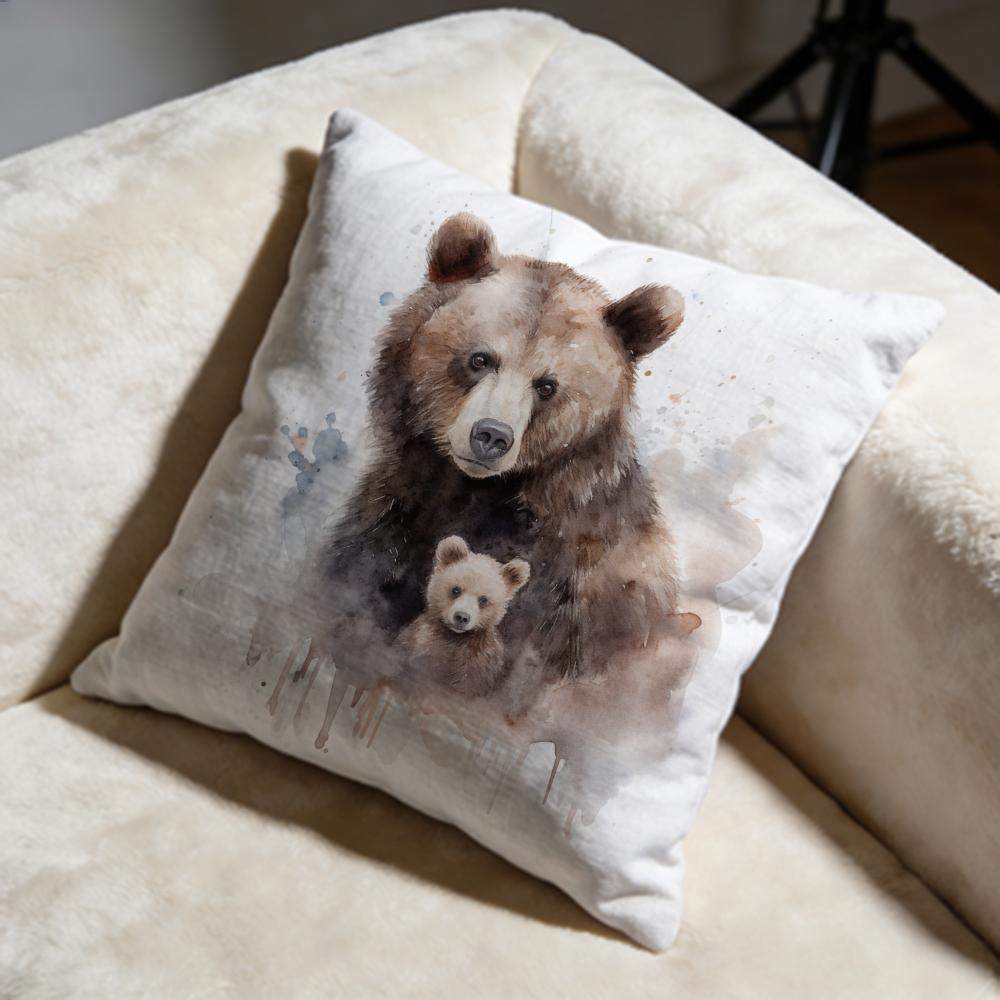 Hot HHoney Bear Paintinged Cushion Cover Soft Decorative Pillow Case Suitable for Bedroom Sofa Car Travel Use