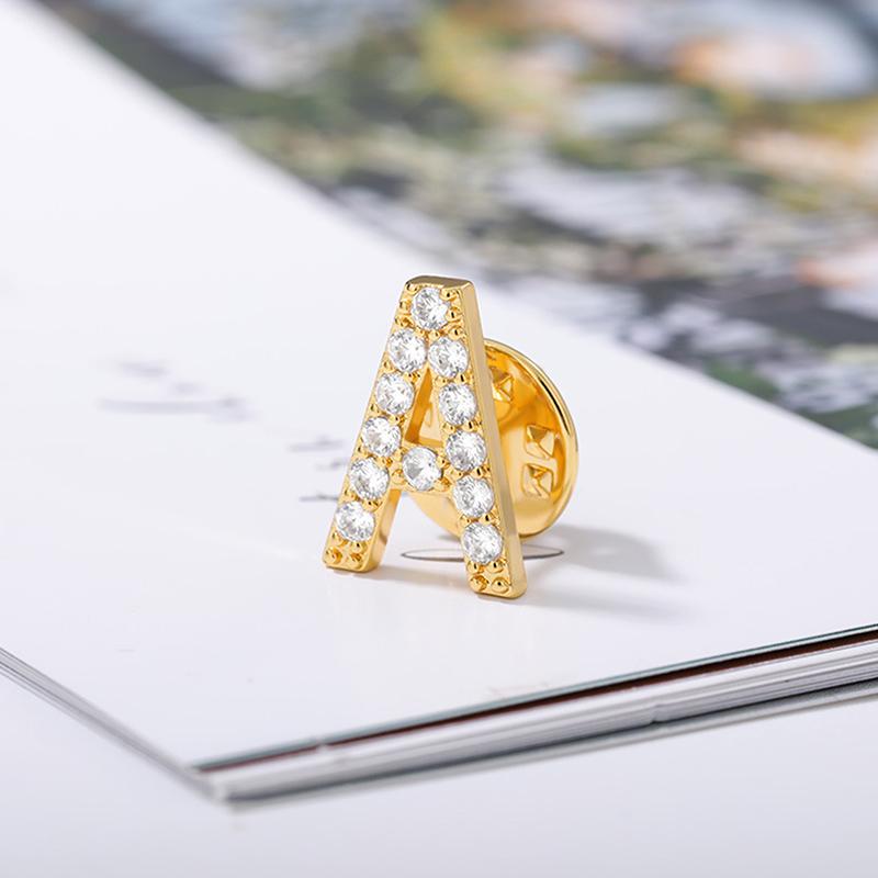 A-Z Letter Brooches For Women Initial Name Brooch Pins For Suit Shirt Collar Accessories Brooch Jewelry