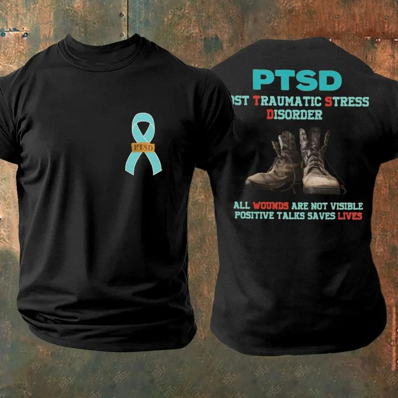 Unisexs PTSD Awareness Veteran Printed Tshirt size SXL