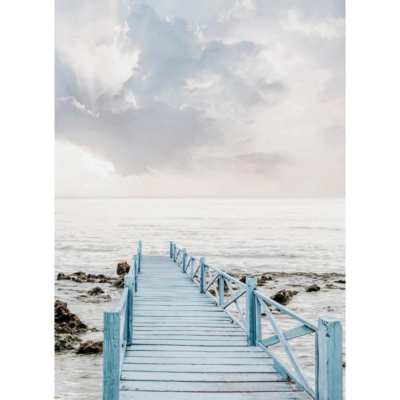 Природа Пляж Море Волны Прибрежный Пампас Трава Тростник и небо Автобус Фотография Скандинавский постер Печать на холсте Настенная картина Домашний декор