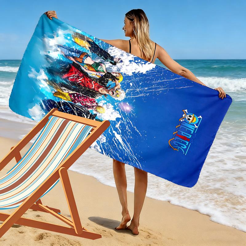 Luffy Print Beach Towel, Large Soft Quick Dry Towel for Beach Camping Swimming