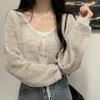 Summer Short Knitted Cardigan with Sun Protection Shawl Thin Hollowed Out Cover Outerwear Air-conditioned Shirt Korean