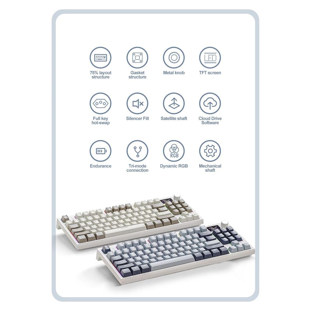 K86 Беспроводная механическая клавиатура с возможностью горячей замены Bluetooth/2,4g с экраном дисплея и поворотной кнопкой громкости для игр и работы