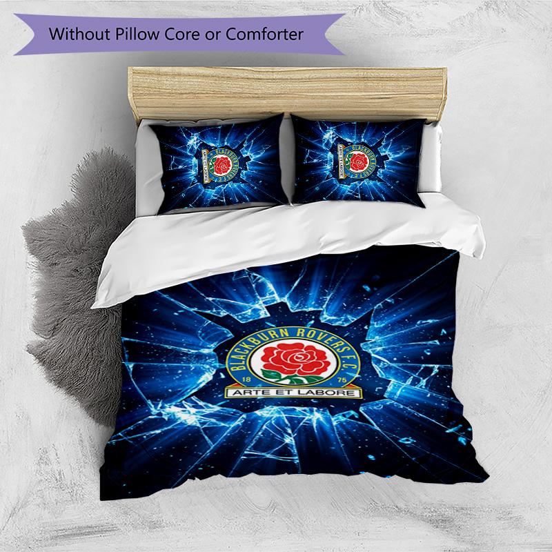Blackburn Rovers Football Printed 3 Pieces Bedding Set, Comfortable Skin Friendly Bedroom Duvet Cover Set