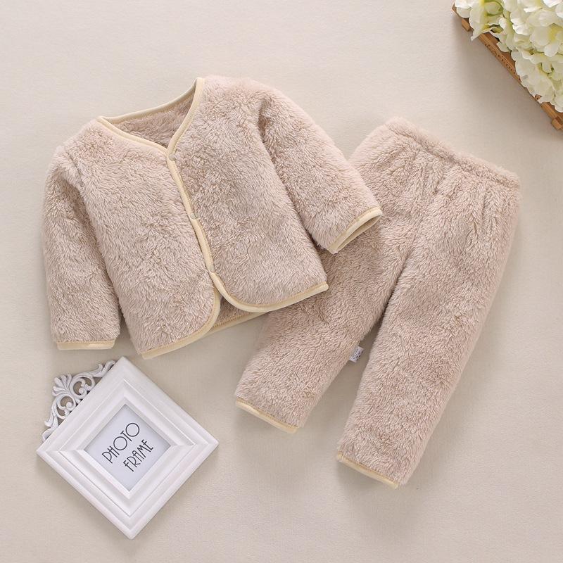 Детский осенне-зимний коралловый бархатный комплект из двух предметов, теплый комплект пижамной одежды