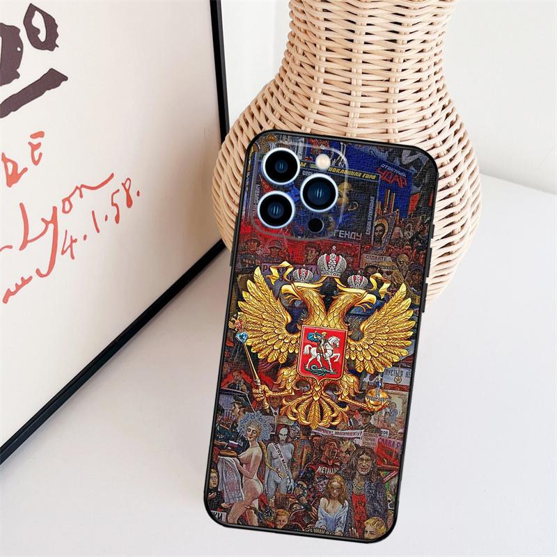Флаг России национальный герб Чехол Для iPhone 11 12 13 14 16 15 Pro Max Mini X XS Max XR Plus Чехол Coque