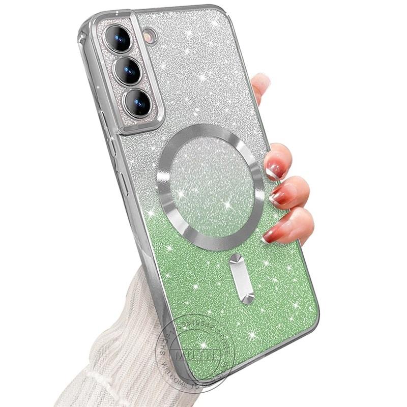 Яркий блестящий чехол для Samsung Galaxy S25 S24 S23 S22 S21 S20 Plus FE Note20 Ultra Case Plating Wireless MagSafe Magnetic