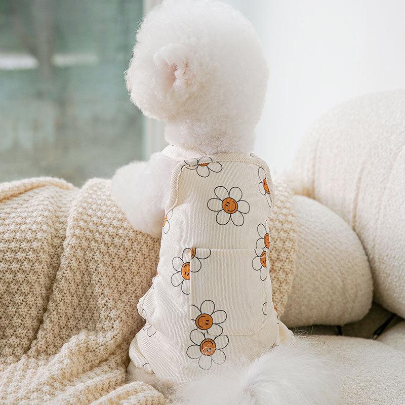 New Sunflower Overalls Autumn and Winter Puppy Clothes Kitten Four-legged Clothes In The Small Dog Pet Clothing