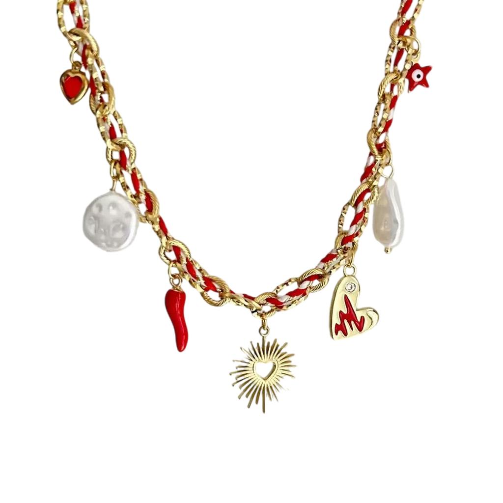 Adjustable Stainless Steel Rope Chain Necklace with Various Pendant Beach Neck Jewelry Suitable for Women and Girls