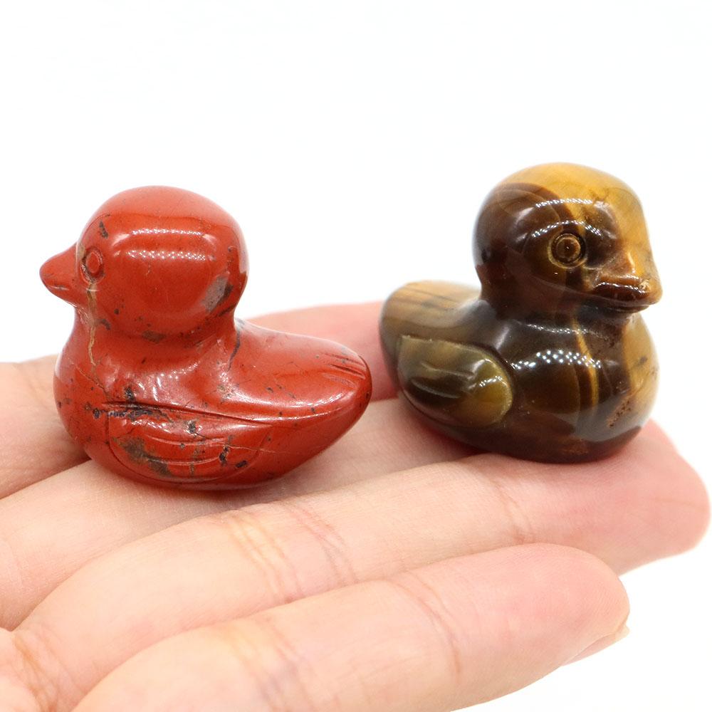 1.2" Little Duck Statue Natural Stone Reiki Healing Crystal Amethyst Tiger Eye Animal Figurine Gemstones Crafts Home Decor Gifts