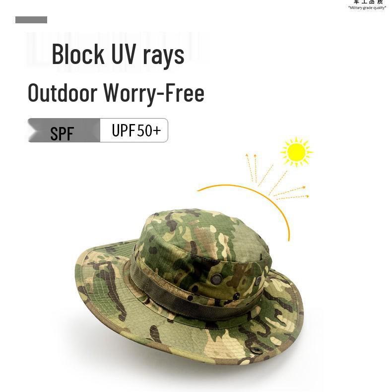 Camouflage Adjustable Outdoor Sun Hat with Chin Strap and Customizable Logo