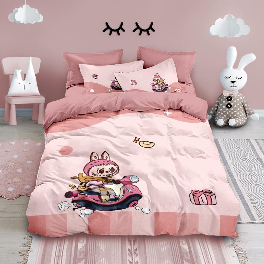 Милый комплект постельного белья Rabu с мультяшным принтом, 2/3 предмета, пододеяльник и наволочки, для односпальной и двуспальной кровати, украшение спальни, подарок для мальчика или девочки