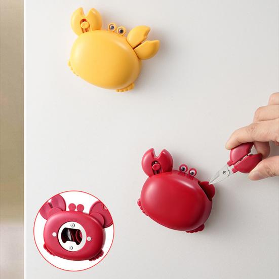 2Pcs Crab Shaped Bottle Opener, 3 in 1 Magnetic Can Opener, Kitchen Scissors & Utility Knife, Multi-functional Fridge Magnet Tool for Home Camping