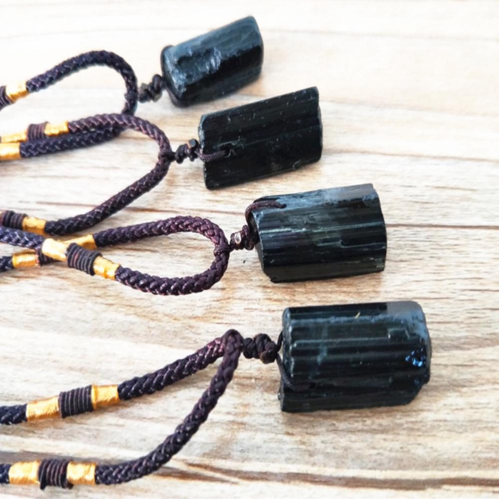1 шт. Натуральный Кристалл Черный Турмалин Камень Подвеска Ожерелье Проволочный Шарм Каменные Подвески Ремесло Декор Подарок