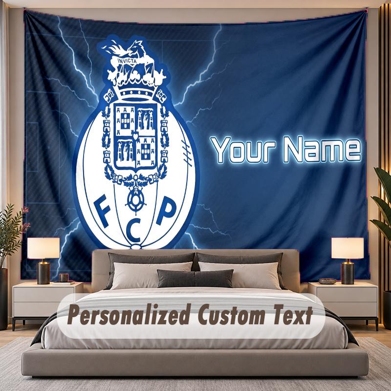 Custom Name Text Tapestry FC Porto Personalized Polyester Wall Tapestry For Bedroom And Room
