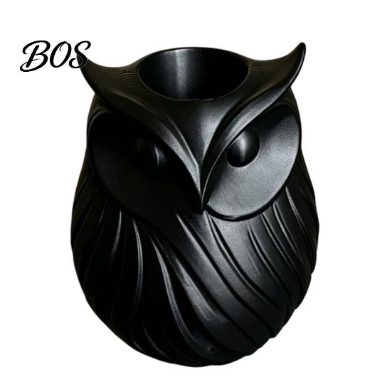 Black And White Pen Cup 3D Printed Owl Holder, 2 in 1 Flower Vase Makeup Brush Storage Desk Organizer, Cute Plastic Home Office Decor Frosted Texture