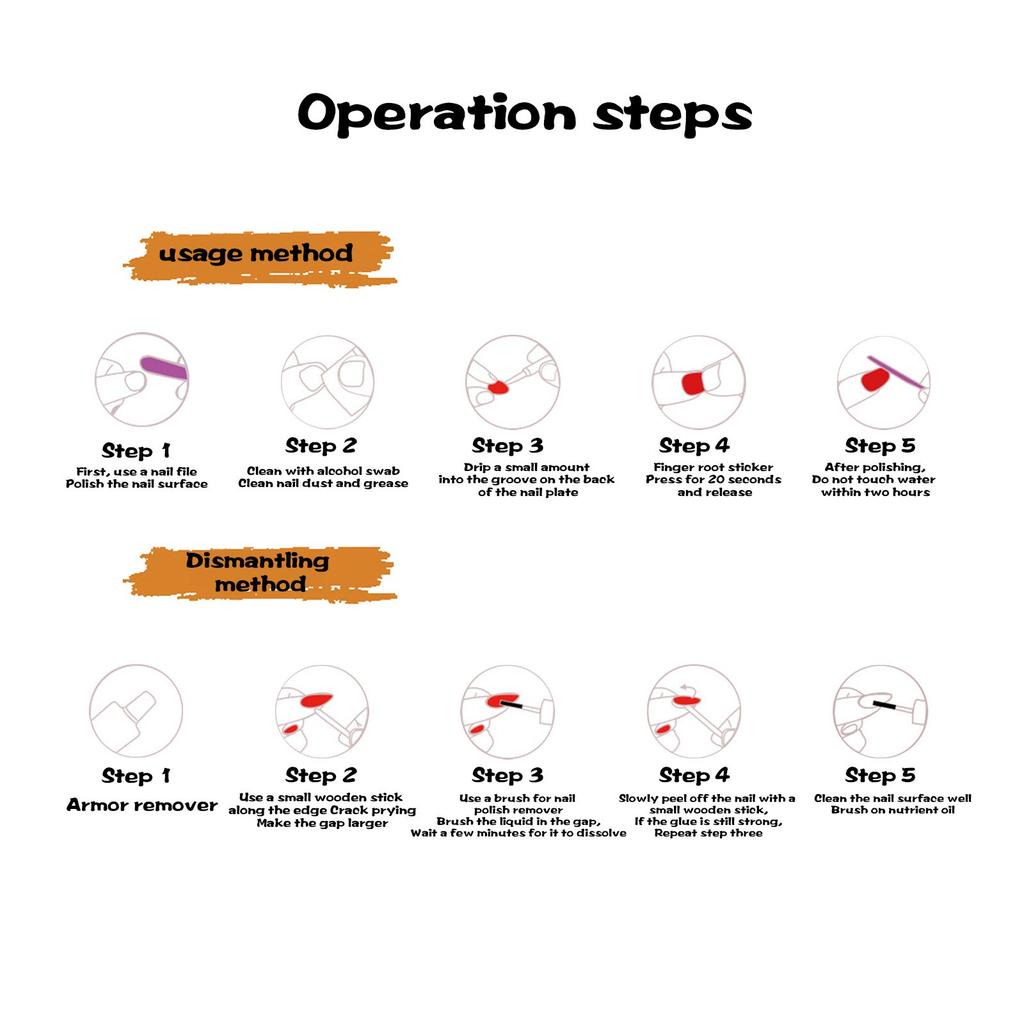 Women's High-End Dark Cool Nail- Art Nail Tips Love Butterfly Wearable Nail Tips(Glue 2ml)