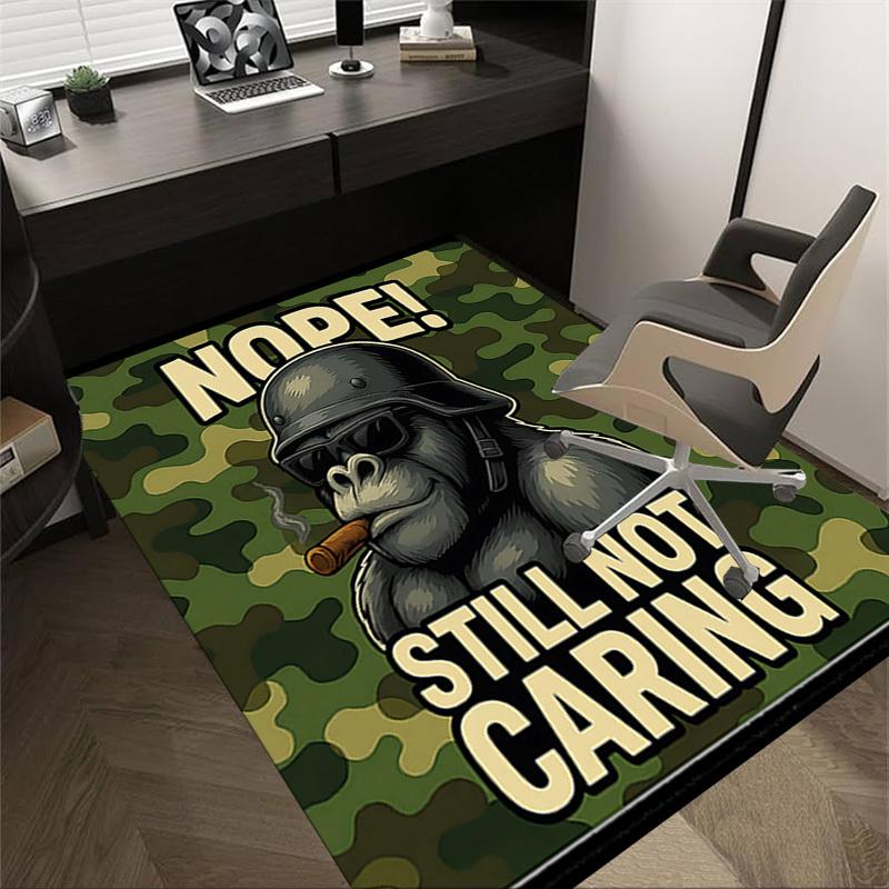 1pc Gorilla Soldier Carpet, Office Rug Outdoor Mat Home Decor Area Carpet Festival