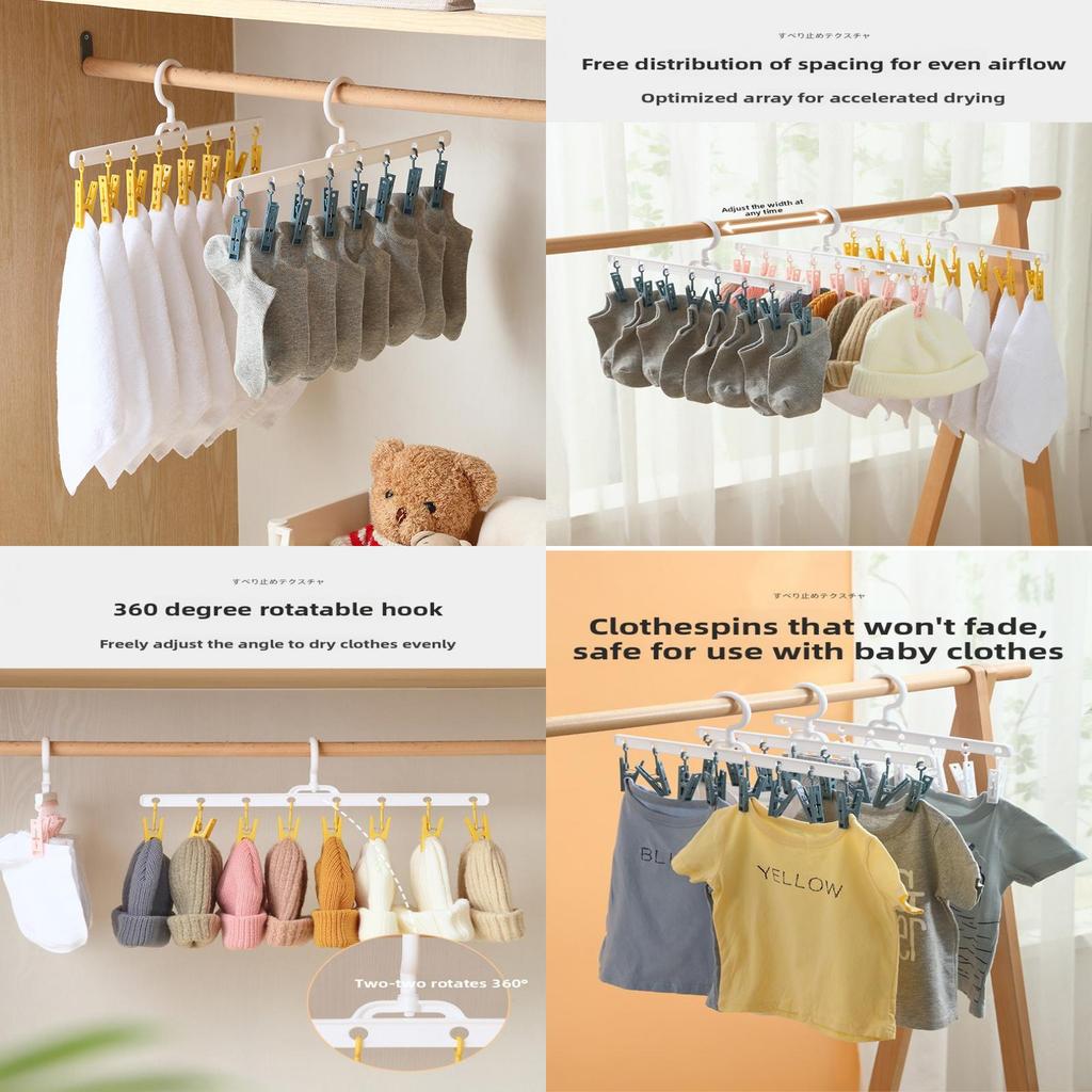 Plastic Clothes Hanger With Strong Notrace Clips For Pants Socks And Tie Storage