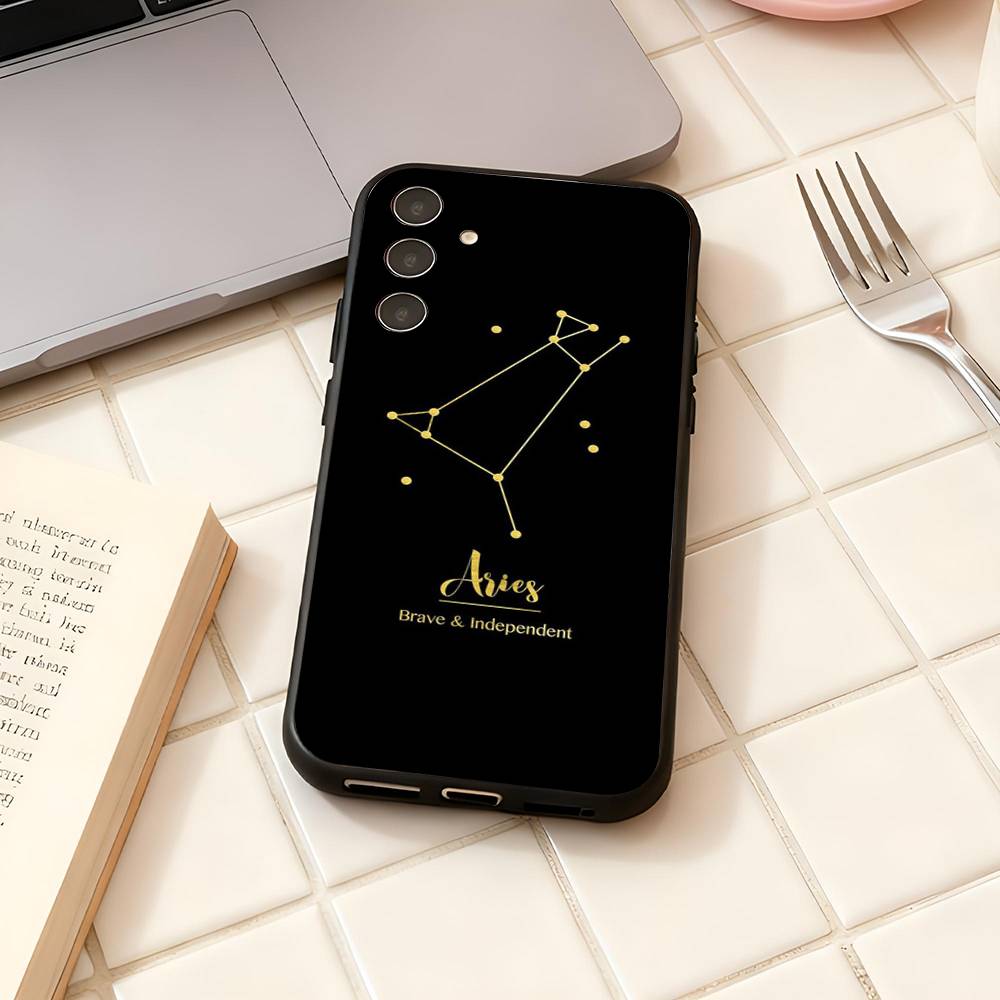 12 созвездий знаки зодиака Роскошный черный чехол для телефона для Samsung Galaxy S23 S24 S25 Ultra S22 Plus S21