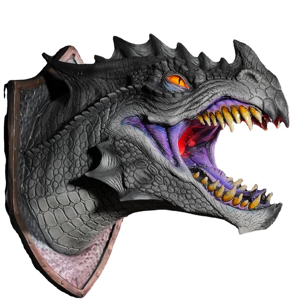 Sprayer LED Dragon Head Hanging Lamp Lantern Wall Lamp Resin Dinosaur Crafts Halloween Decoration Pendent Lamp