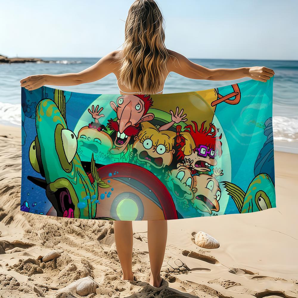 Funny Cartoon R-RUGRATS Cute Towel Beach Towel Oversized Quick Dry Towel Absorbent Soft Swim BeachTowels for Men Women