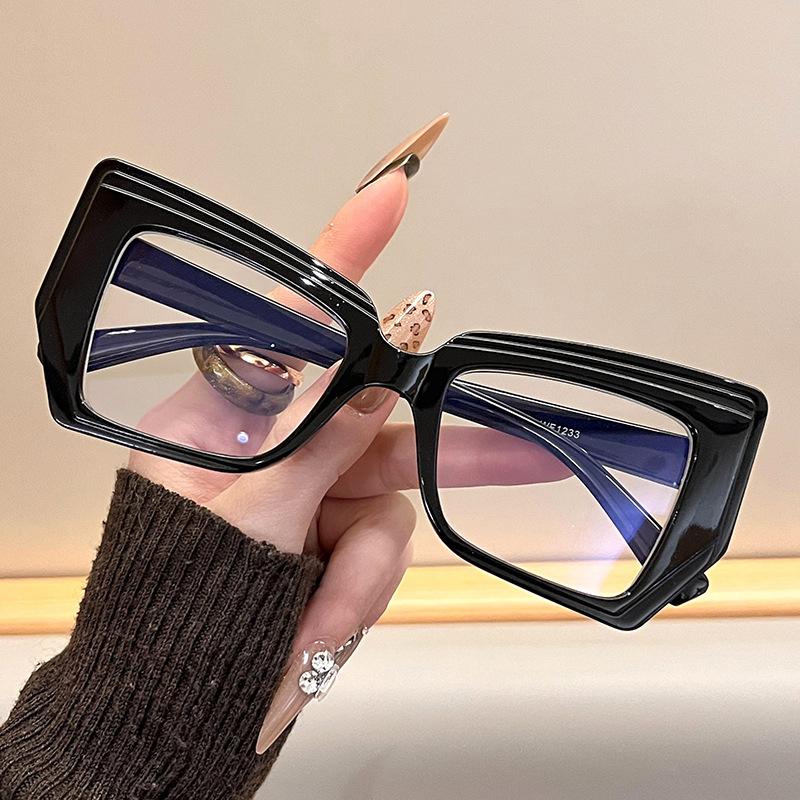 Очки с защитой от синего света, ретро-модные плоские очки с цветовым соответствием, простое лицо и тонкий артефакт, очки с большой оправой