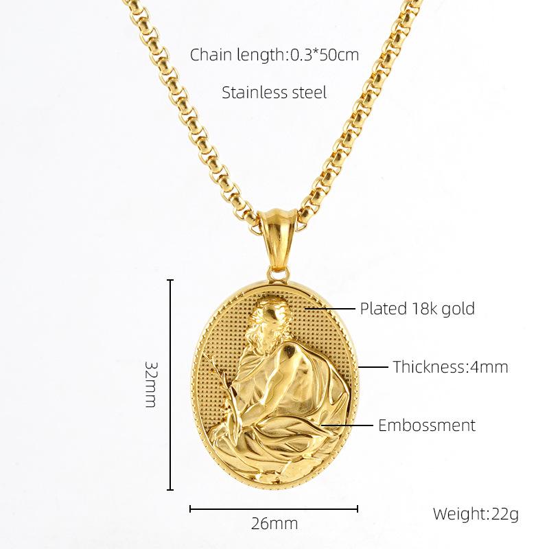 Fashion Priest Classic Round Brand Design Religious Myth Portrait Pendant Collarbone Chain Men and Women