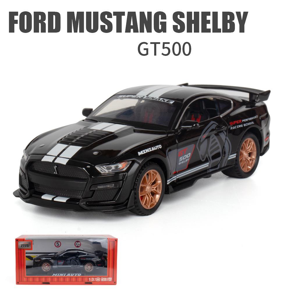 1:32 масштаба Ford Mustang Shelby GT500, литая под давлением модель автомобиля из сплава с откидной спинкой, звуком и светом, мини-симуляторы транспортных средств, игрушки для детей, бойфренда