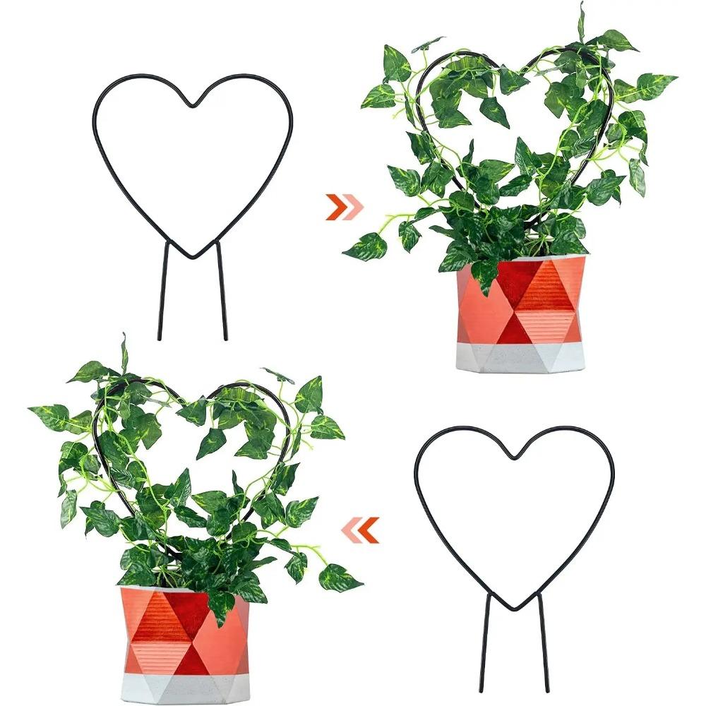 1Pc Plant Support Garden Stake Stand Round Vine Climbing Rack Ironheart-Shaped Flower Trellis Frame Stand Holder Plastic Decor