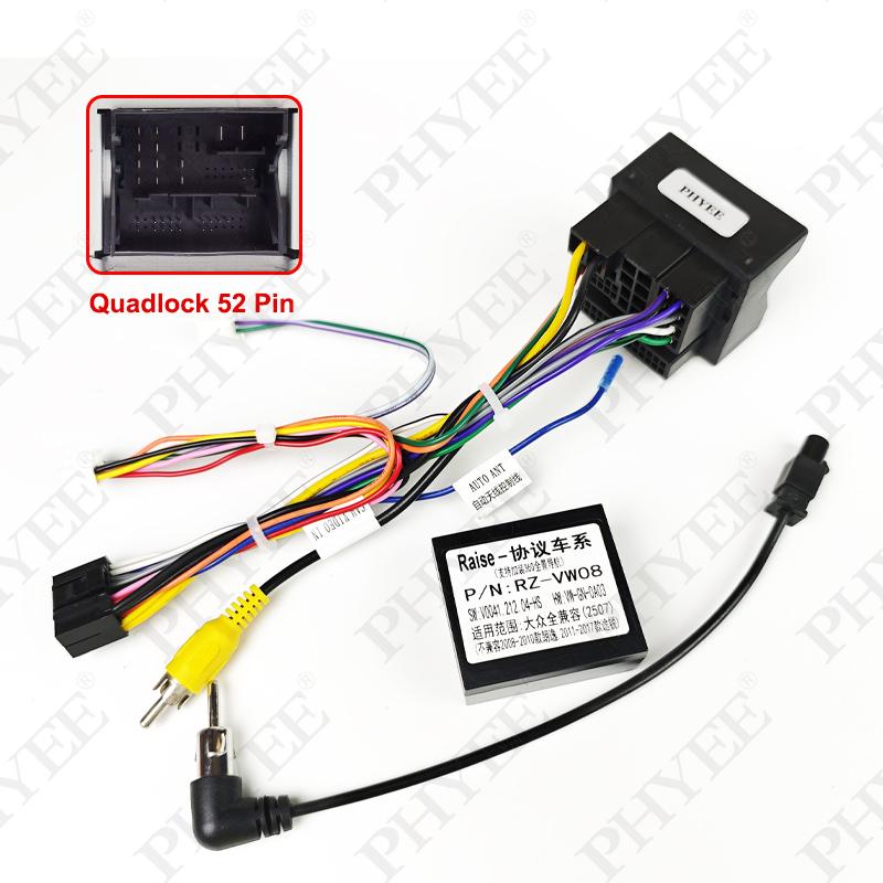 Разъем CAN-шины, Мини-ISO/Quadlock 40/52 Pin, 16-контактный кабель для Android, для VW Golf Jetta Polo Passat, Leon, Octavia