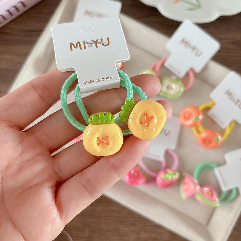 Милая мультяшная детская фруктовая эластичная резинка, летняя коса для девочек, разноцветная резинка для волос и повязка для волос, принцессина резинка для волос и аксессуар для волос