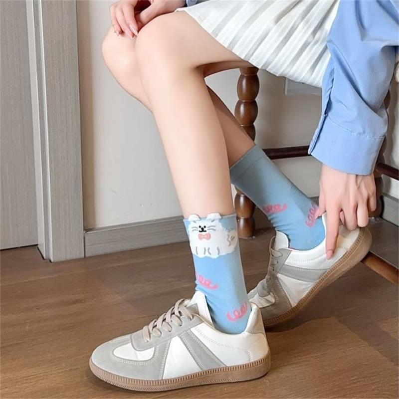 Мультяшные милые животные панда щенок кролик кошка допамин носки мягкие удобные хлопковые носки девчачьи универсальные носки до середины икры подарок