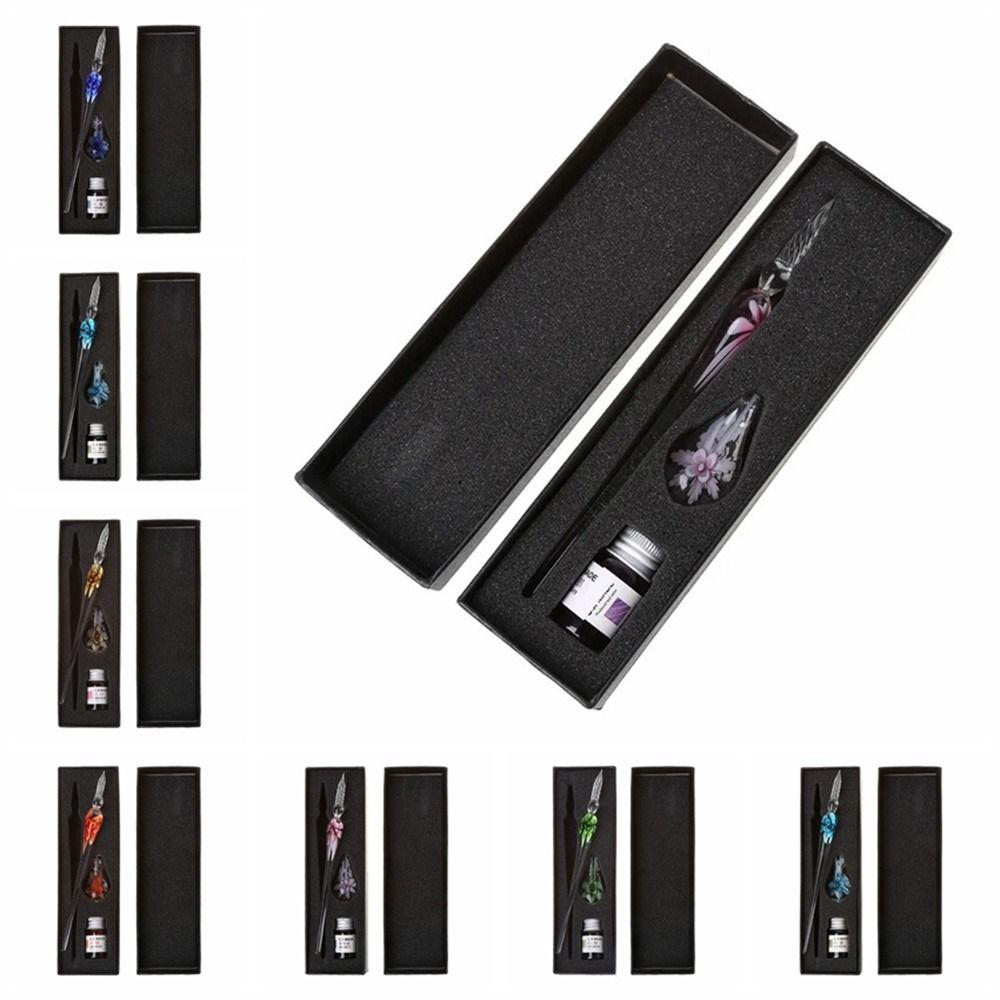 Заправляемые чернила Цветочная ручка для макания Винтажная ручка для макания DIY Крафт Стеклянная перьевая ручка Школьные принадлежности