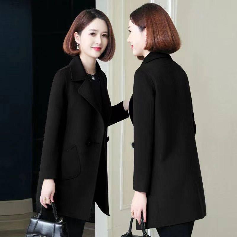 Женское шерстяное пальто средней длины, приталенное, в корейском стиле 2025, для миниатюрных, свободного кроя, на осень/зиму