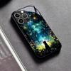 Magical Forest Cat Tempered Glass Phone Case Compatible iPhone 17 14 12 Pro 13 Pro Max 14 Plus 15 16 Drop Proof Hard Cover