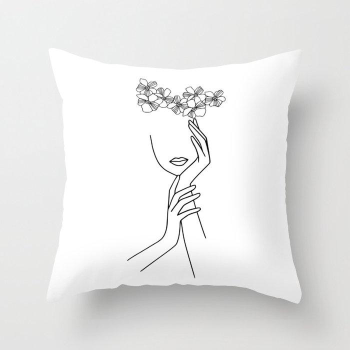 Abstract minimalist lines cushion cover different female pose sketch pillowcase bedroom sofa car decoration square