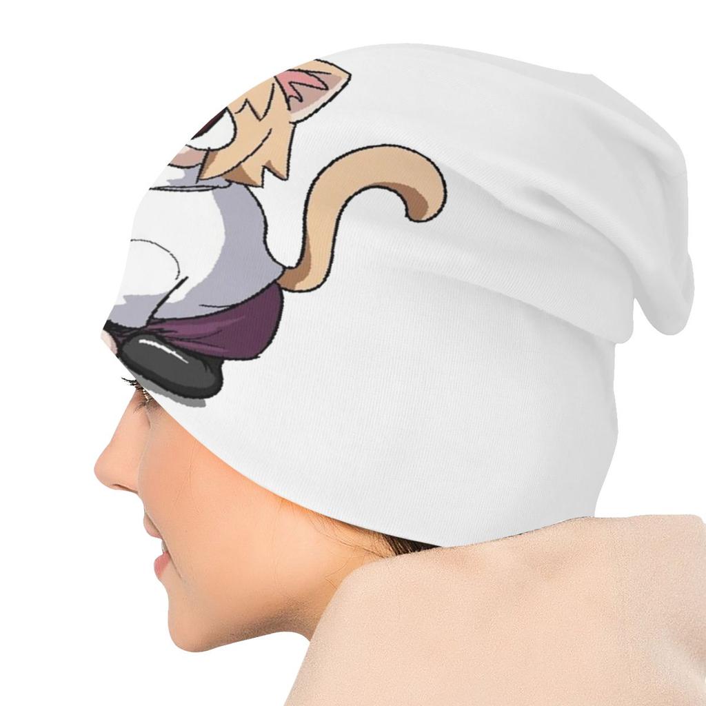 Зимняя теплая шапка Neco Arc Cat Cat Femme с напуском, шапка-бини, хип-хоп, мультяшная комическая игра, уличные лыжные шапочки с черепами, шапки унисекс для женщин