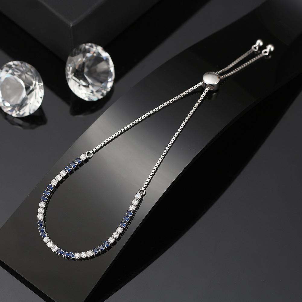 S925 Sterling Silver Bracelet Blue Tennis Chain