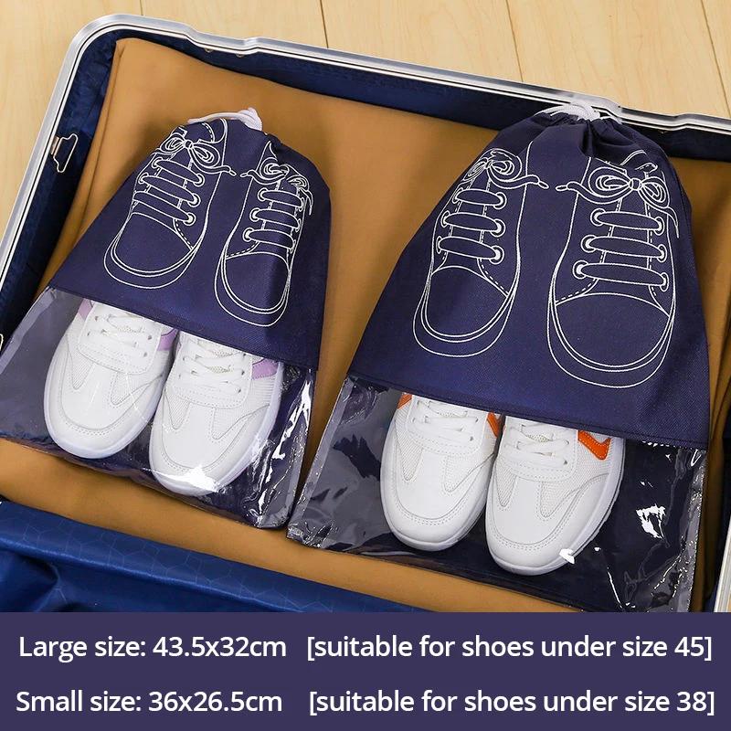 10 шт. Сумка для хранения обуви Утолщенная нетканая ткань Затягивающийся шнурок Большой вместимости Пляжная дорожная сумка Влагостойкие Водонепроницаемые сумки для обуви