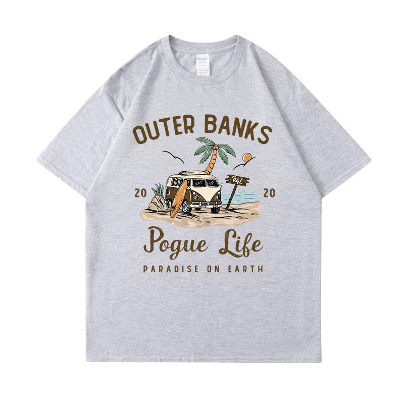 Модная футболка с принтом Outer Banks, футболка Pogue Life John B, Рай на Земле, Северная Каролина, Графические хлопковые топы Pouge