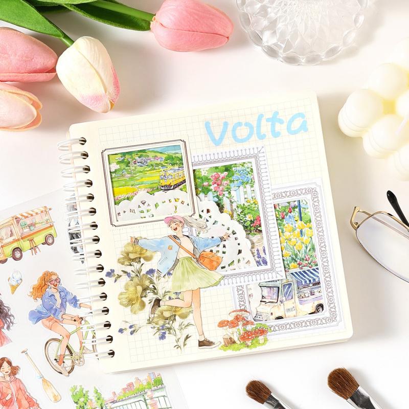 1pack/4pcs Leisure Life Daily Stickers, Healing Fresh Style, DIY Handmade Album Scrapbooking Decorative Paper Supplies