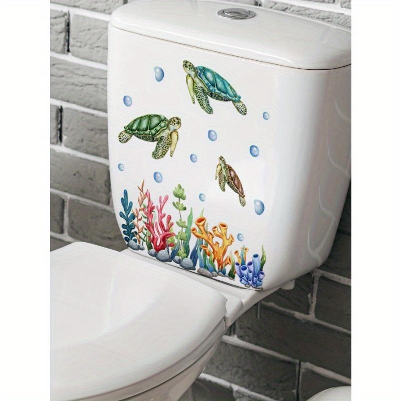 1 шт. Наклейка на крышку унитаза с узором черепахи, Наклейки, Наклейка на стену, Виниловая наклейка для украшения дома, Праздничные декоративные наклейки