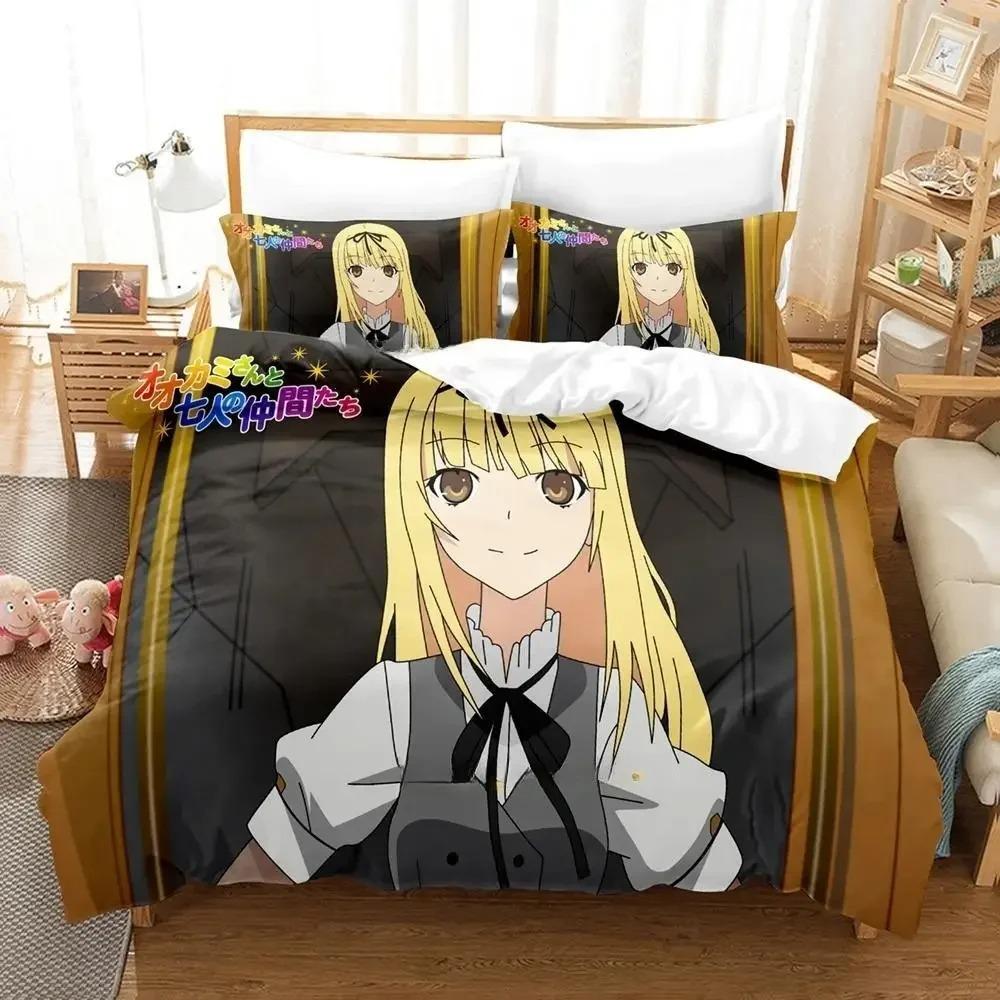 Ookami-san To Shichinin No Nakama-tachi Комплект постельного белья Односпальный Полуторный Двуспальный Кингсайз Комплект для кровати Взрослый Детский Спальня Комплекты пододеяльников