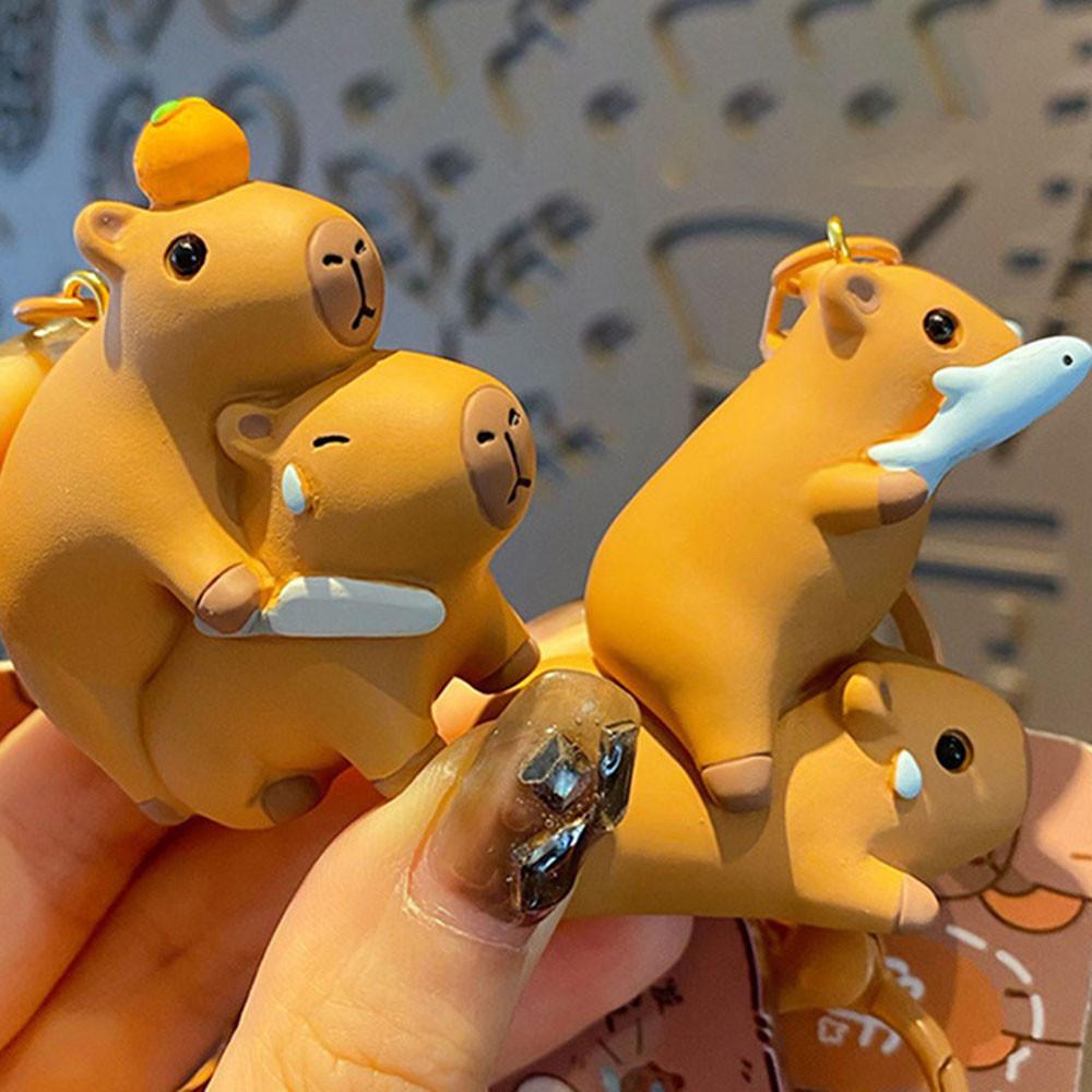 Cute Capybara Keychain Resin Doll Keyring Hanging Backpack Pendant Gifts